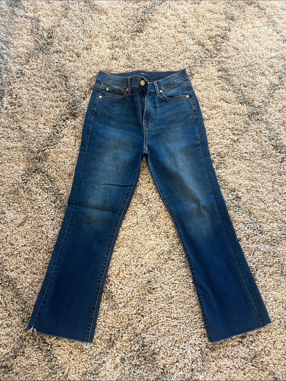 7 for all Mankind, size 29, high-rise, ankle kick , raw hem, hardly worn